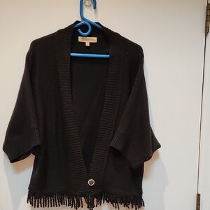 St. John's Bay Black Knit Fringe Shrug